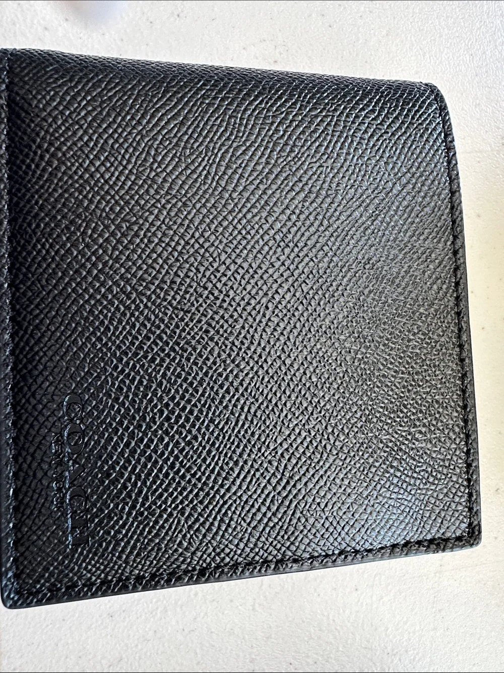 Coach Black Textured Leather Bifold Wallet for Men